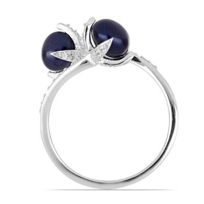 BUY NATURAL BLACK FRESHWATER PEARL GEMSTONE STYLISH RING IN 925 SILVER